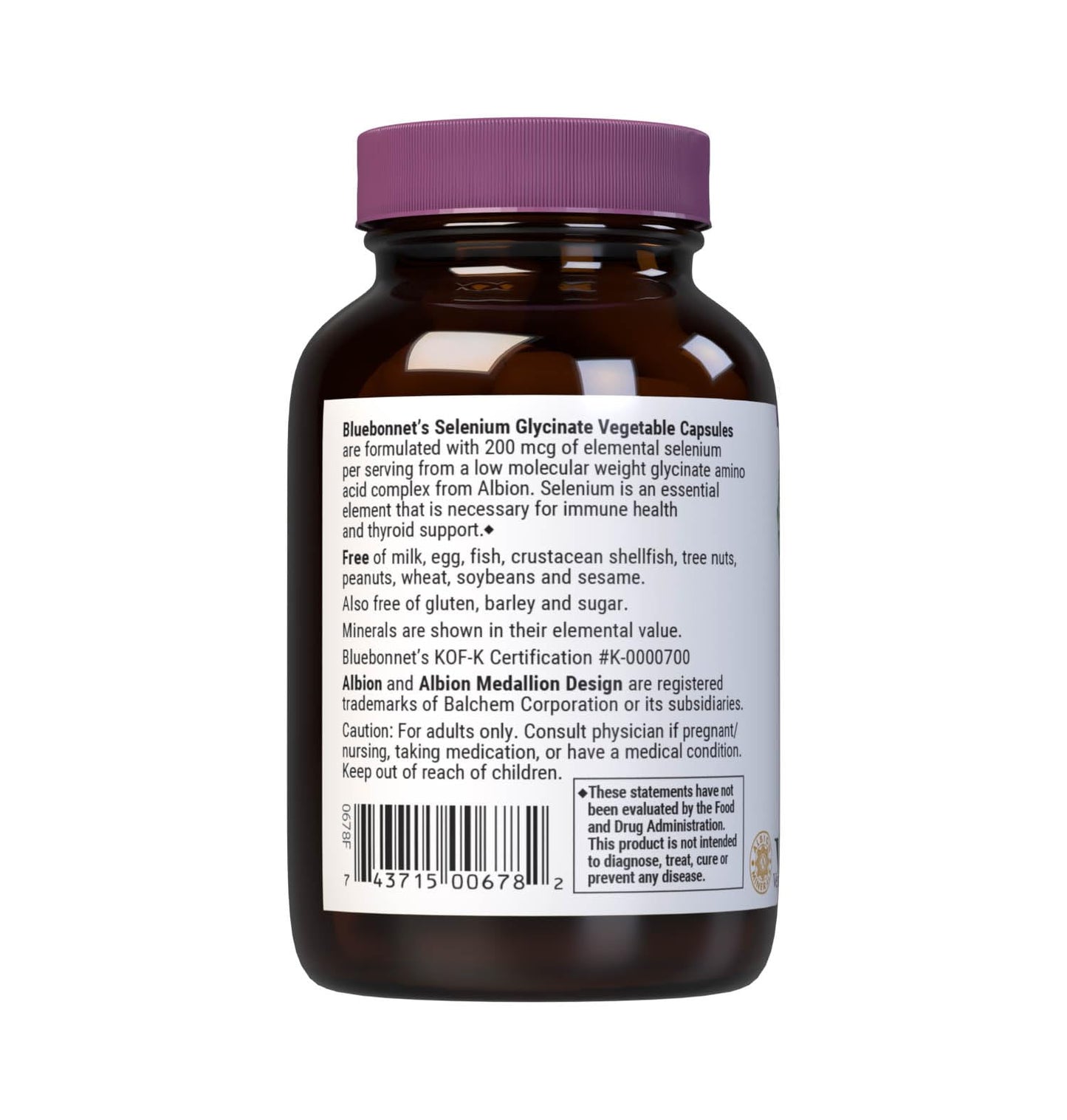 Bluebonnet Selenium Glycinate 200 mcg | Immune & Thyroid Health - 90 Veg Capsules | Soy-Free, Gluten-Free, Non-GMO, Kosher, Dairy-Free, Vegan
