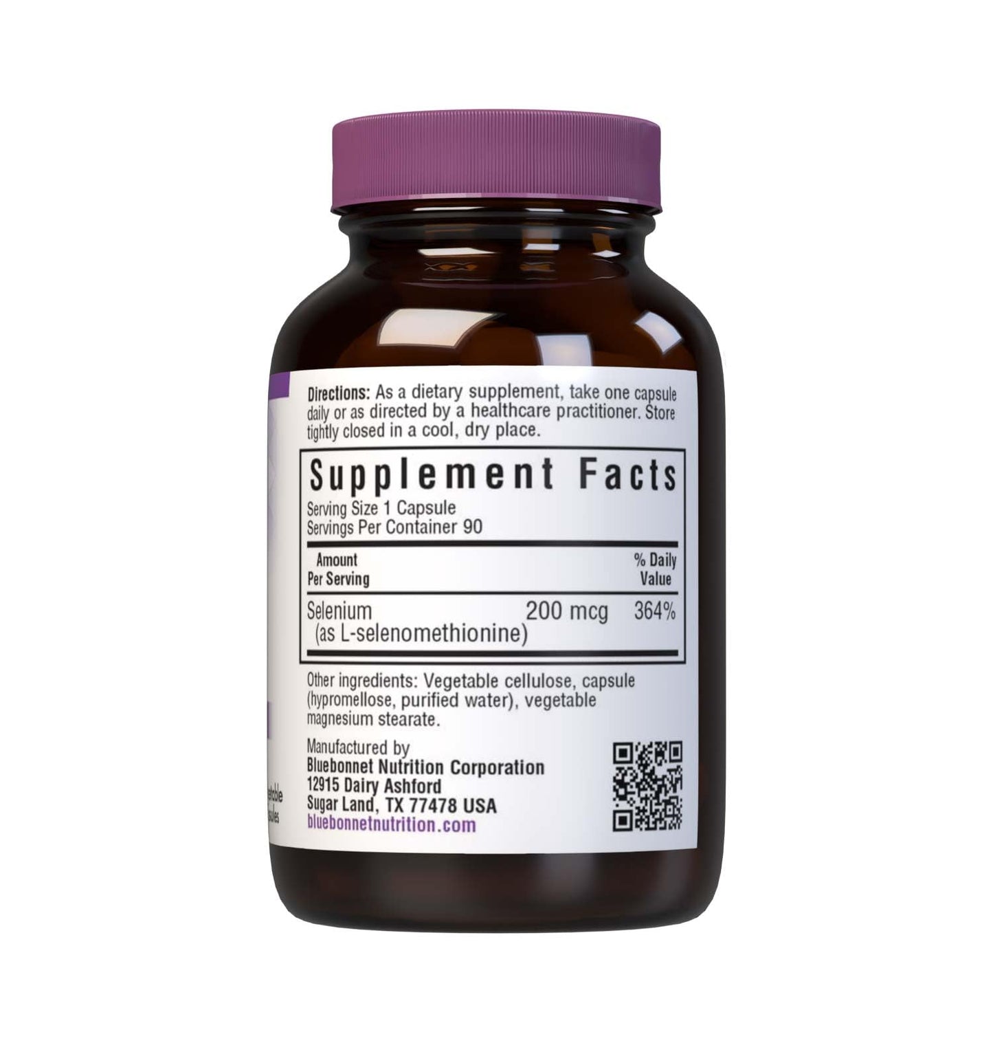 Bluebonnet Selenium 200mcg Capsules (L-selenomethionine) - Potent Antioxidant Support - 90 Vegetable Capsules