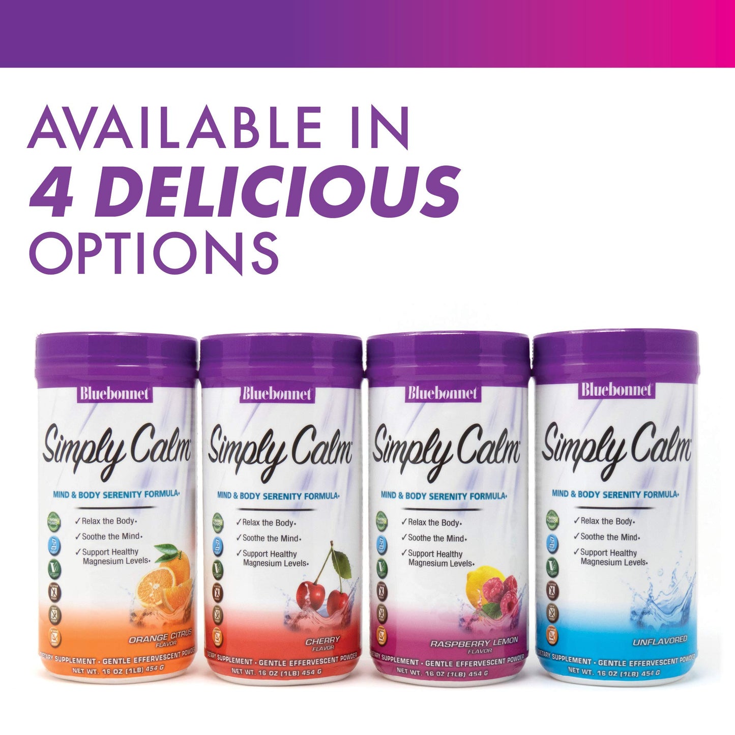 Bluebonnet Simply Calm Powder – Magnesium Blend for Calm & Stress Relief, 16 oz, 90 Servings