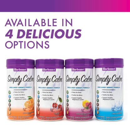 Bluebonnet Simply Calm Powder – Magnesium Blend for Calm & Stress Relief, 16 oz, 90 Servings