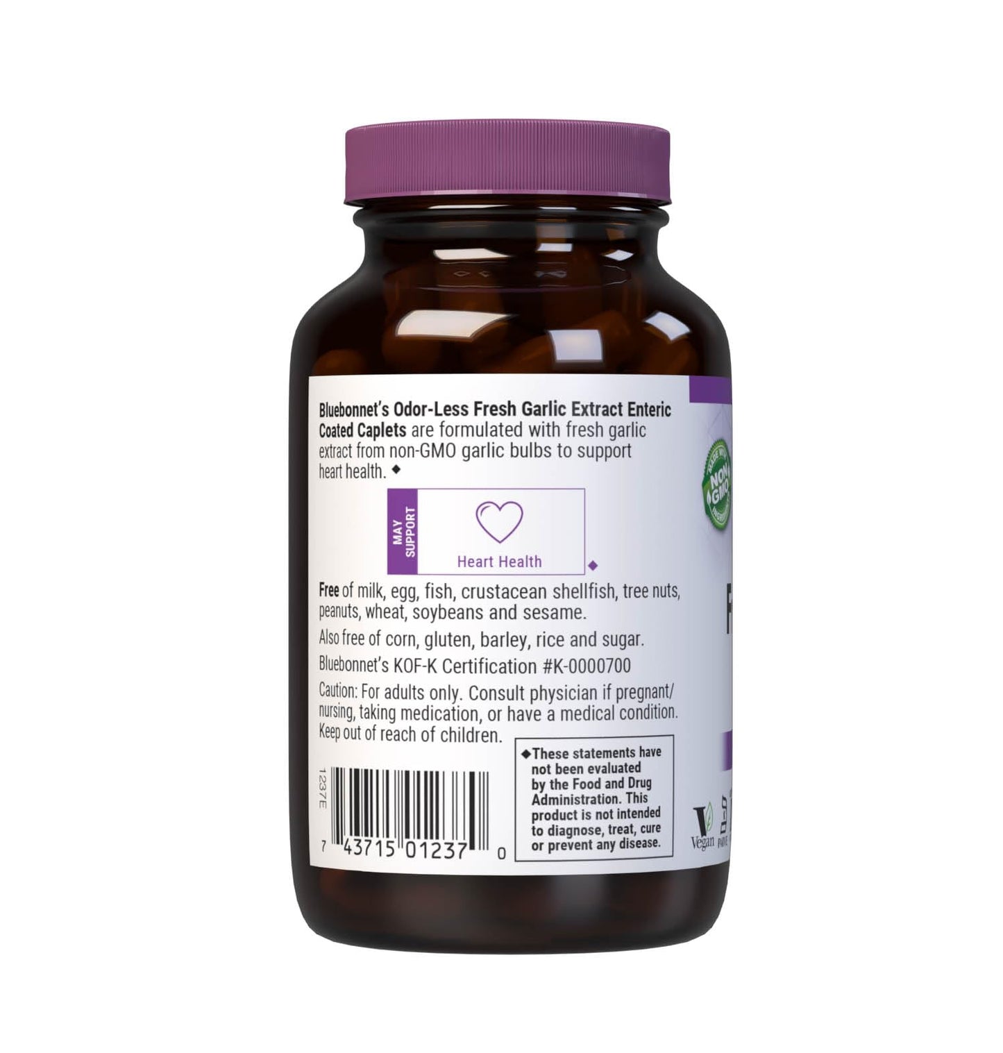 BlueBonnet Standardized Fresh Garlic Extract Supplement, 350 mg Caplets, 90 Count