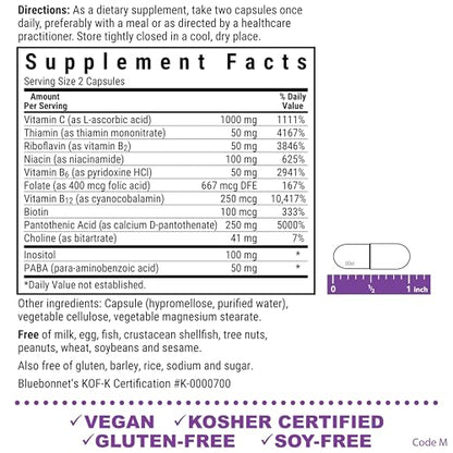 Bluebonnet Stress Relief B Complex Capsules – Vegan, Gluten-Free, 100 Count