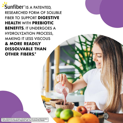 BlueBonnet Nutrition Sunfiber – 6 g Plant-Based Prebiotic Soluble Fiber – Supports Digestive Health* - Instant Dissolve – Non-GMO, Vegan, Kosher, Low-FODMAP – Unflavored, 7.4 OZ, 30 Servings