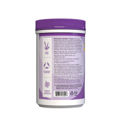 BlueBonnet Nutrition Sunfiber – 6 g Plant-Based Prebiotic Soluble Fiber – Supports Digestive Health* - Instant Dissolve – Non-GMO, Vegan, Kosher, Low-FODMAP – Unflavored, 7.4 OZ, 30 Servings