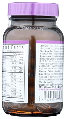 BlueBonnet Super Antioxidant Formula Vegetarian Capsules (60 Count) – White