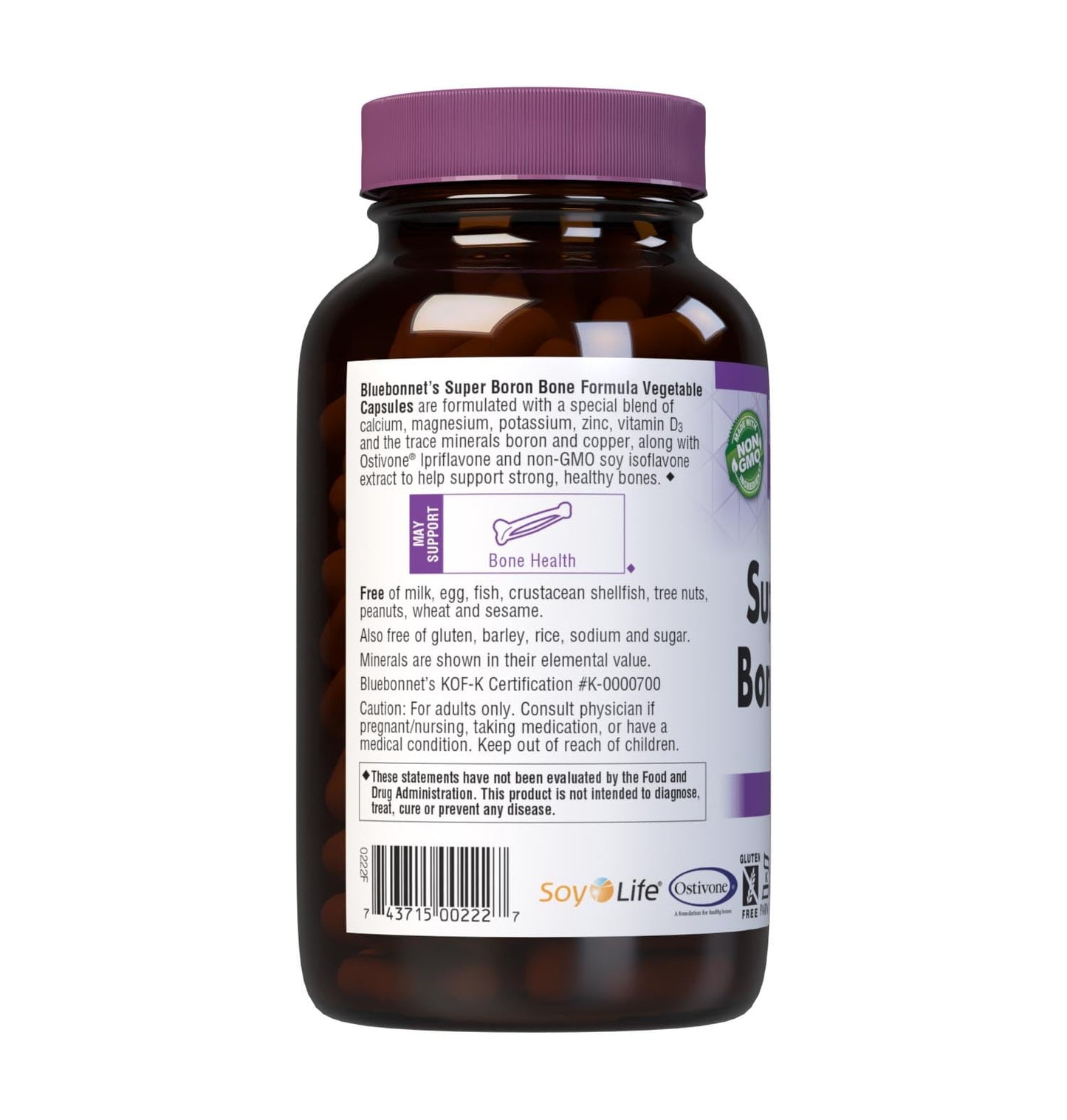 BlueBonnet Super Boron Bone Formula Vegetarian Capsules, 240 Count, White