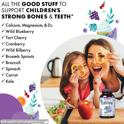 BlueBonnet Super Earth Rainforest Animalz Calcium Magnesium and Vitamin D3 Chews - Natural Vanilla Frosting, White, 90 Count