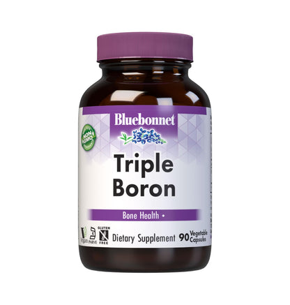 Bluebonnet Triple Boron 3 mg – Bone Health Support | Vegan, Non-GMO | 90 Vegetarian Capsules