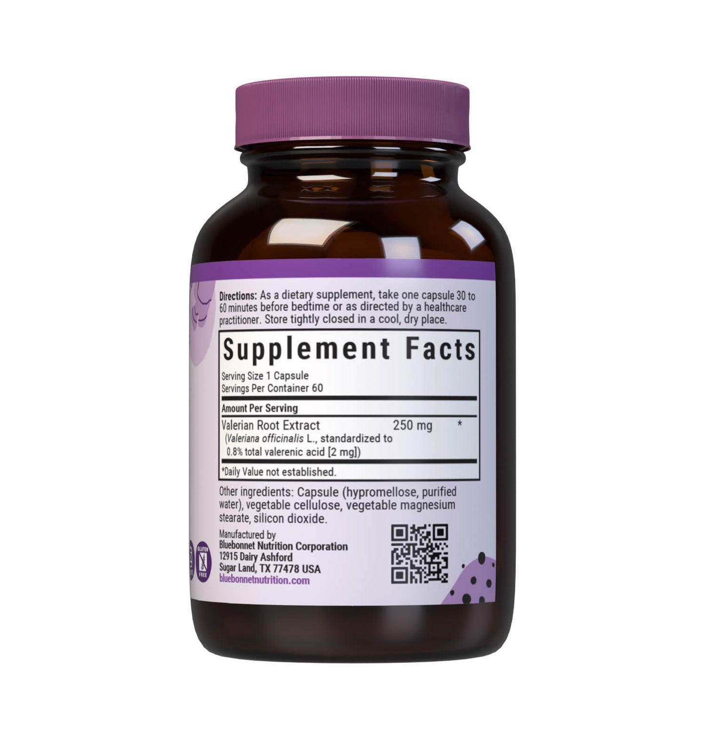 BlueBonnet Valerian Root Extract Supplement – 250 mg per Capsule, 60 Count