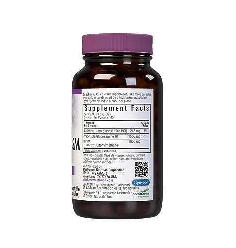 Bluebonnet Vegetarian Glucosamine with MSM HCl - Shellfish-Free Joint Support - 120 Veg Caps
