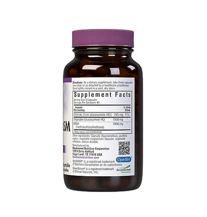 Bluebonnet Vegetarian Glucosamine with MSM HCl - Shellfish-Free Joint Support - 120 Veg Caps