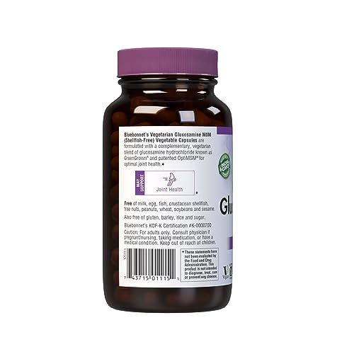 Bluebonnet Vegetarian Glucosamine with MSM HCl - Shellfish-Free Joint Support - 120 Veg Caps