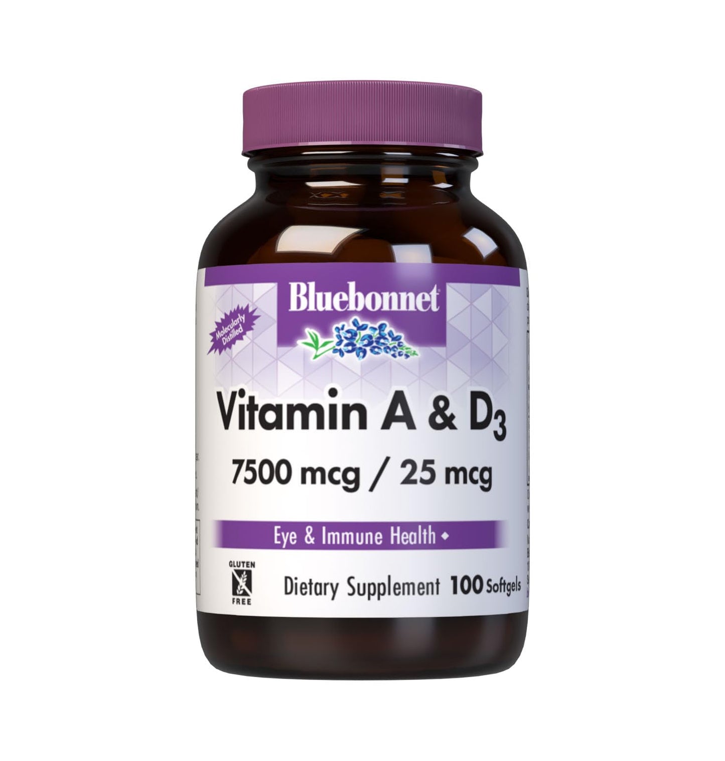 Bluebonnet Vitamin A & D3 25,000 IU/1,000 IU - Eye Health & Immune Support
