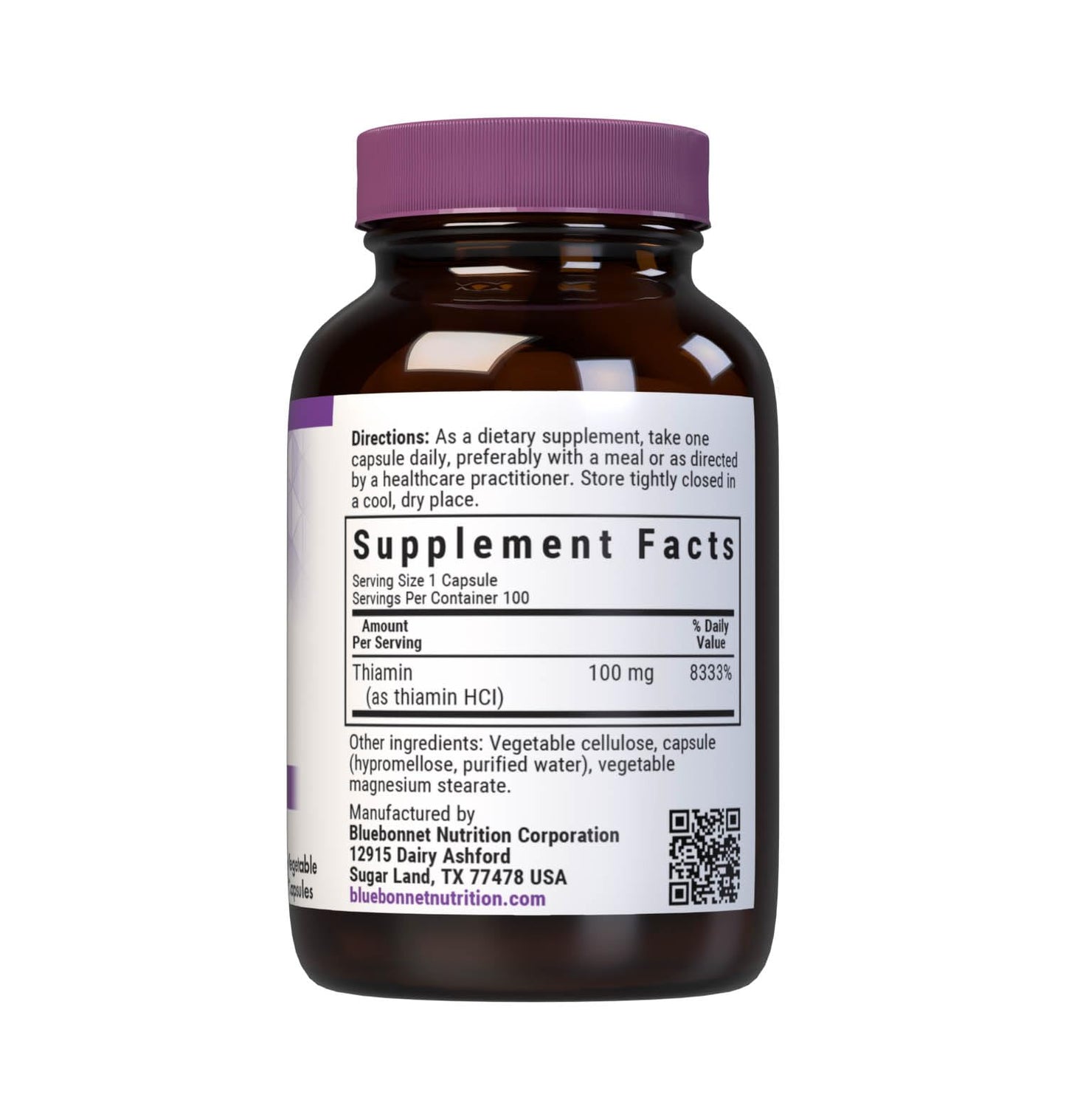 Bluebonnet Vitamin B1 100 mg – Mood & Energy Support, Thiamin HCl