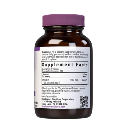 Bluebonnet Vitamin B1 100 mg – Mood & Energy Support, Thiamin HCl