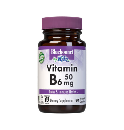 Bluebonnet Vitamin B6 50 mg - Energy & Nervous System Support | 90 Veg Caps