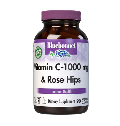 Bluebonnet Vitamin C-1000 mg with Rose Hips | Immune Health, 90 Veg Caps