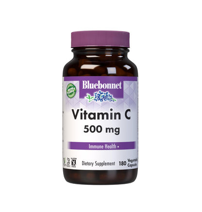 Bluebonnet Vitamin C 500 mg Capsules – Immune & Skin Health, Vegan & Non-GMO