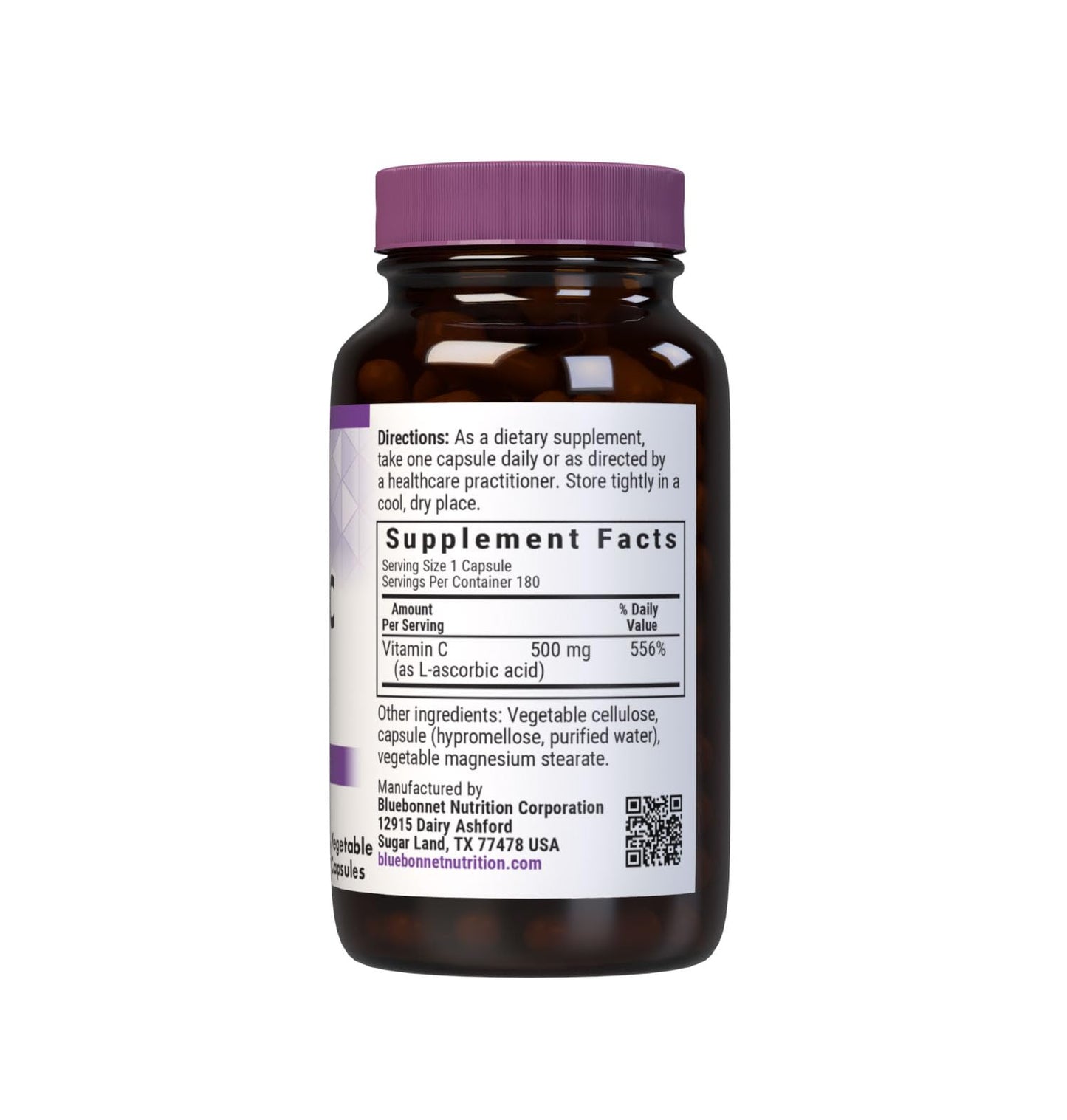 Bluebonnet Vitamin C 500 mg Capsules – Immune & Skin Health, Vegan & Non-GMO