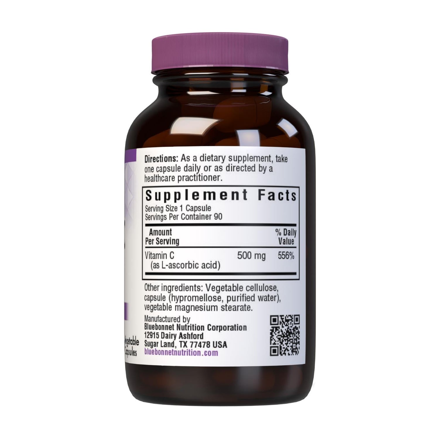 Bluebonnet Vitamin C 500 mg Vegetable Capsules | Immune & Skin Health | Vegan