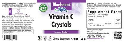 Bluebonnet Vitamin C Crystals – Immune Support, Non-GMO, Soy Free, Gluten Free, Kosher, Vegan, 4.4 oz (125 g)