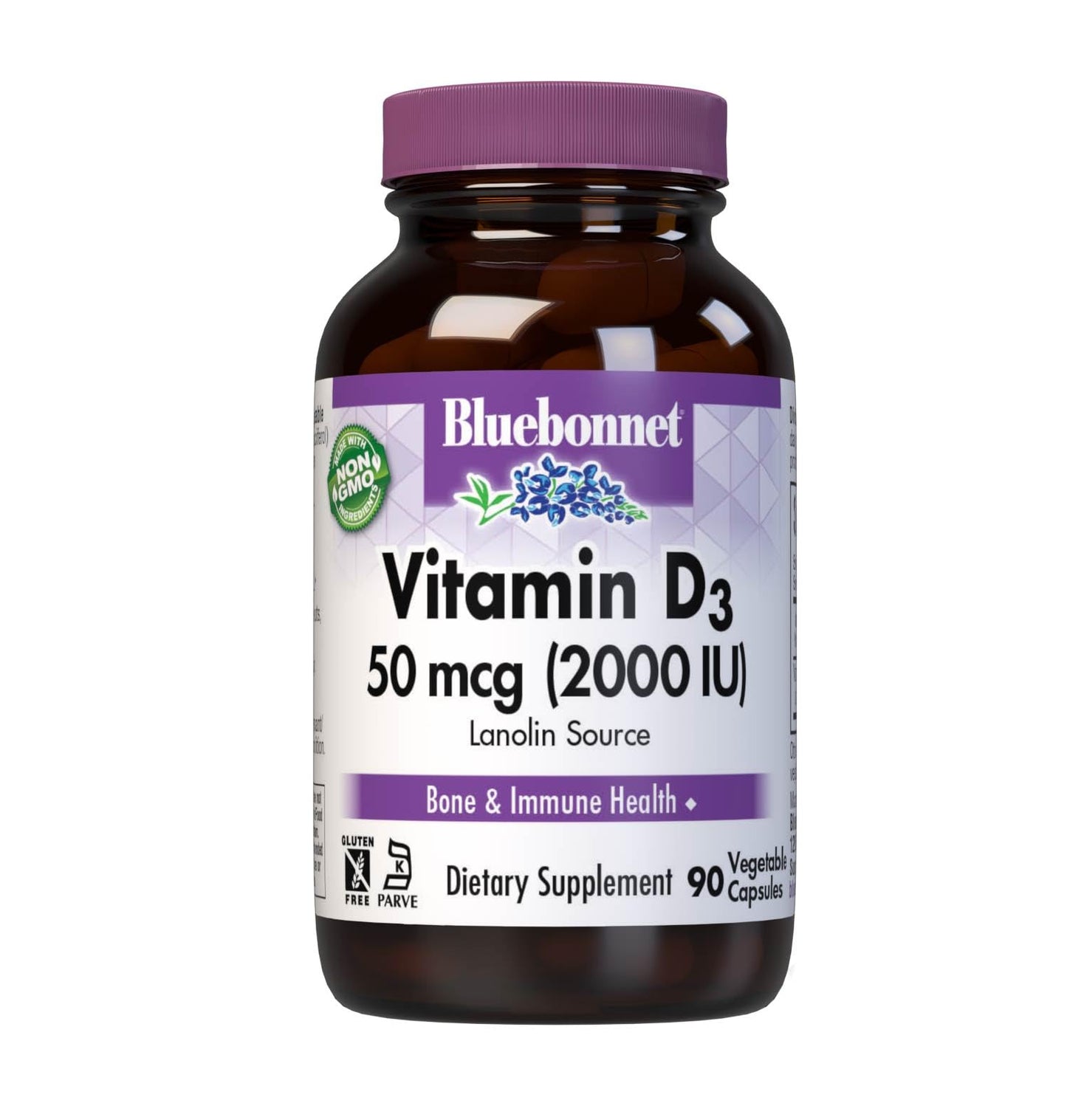 BlueBonnet Vitamin D3 2000 IU Vegetable Capsules – 90 Count