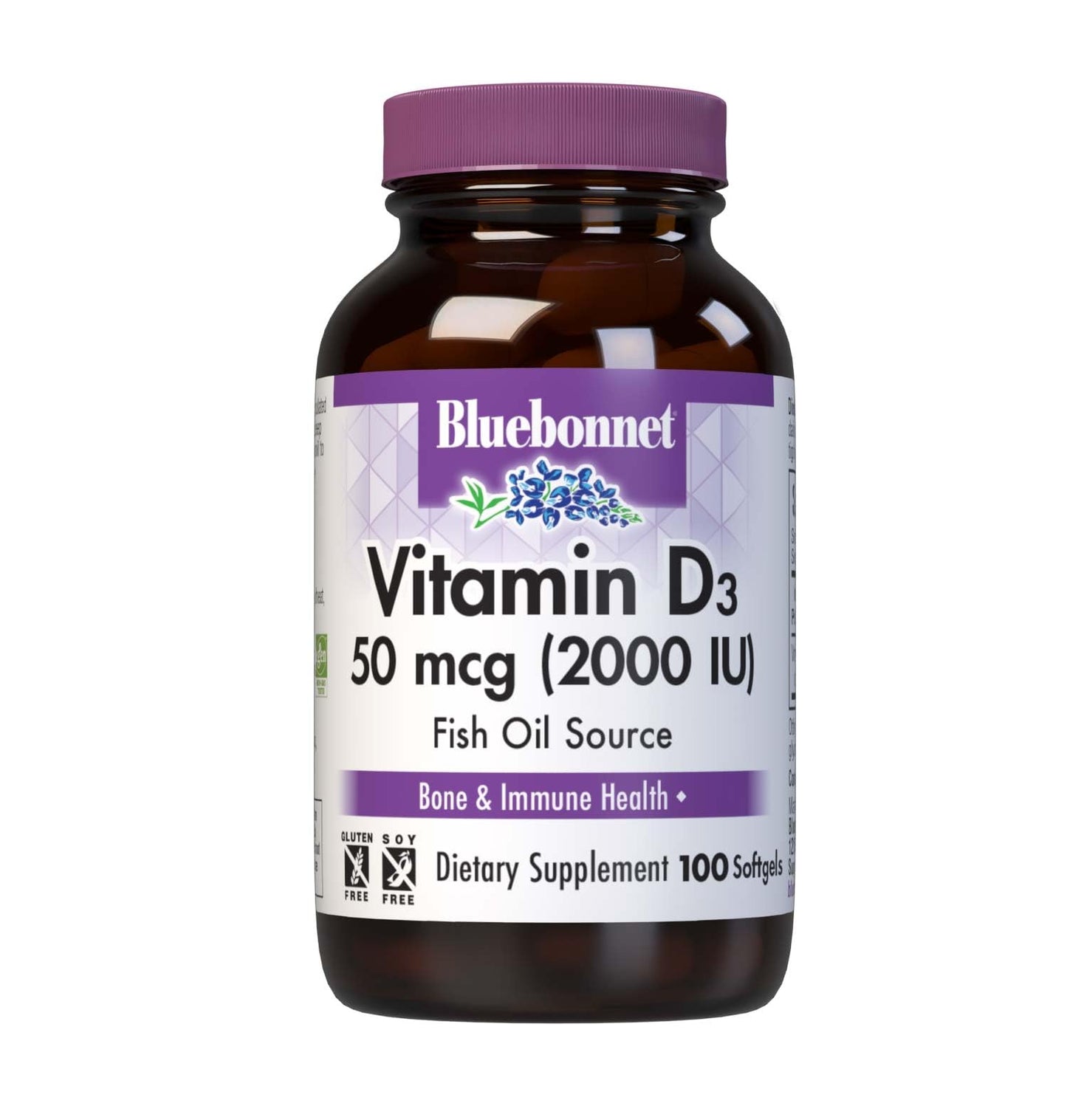 Bluebonnet Vitamin D3 2000 IU Vegetable Capsules - 100 Count