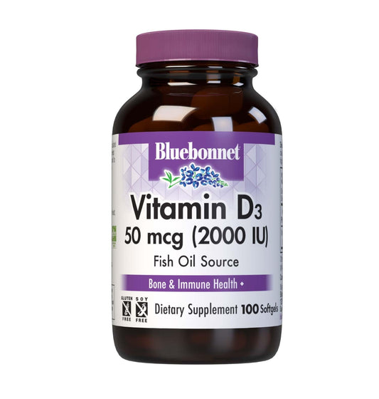 Bluebonnet Vitamin D3 2000 IU Vegetable Capsules - 100 Count BritishVita | Premium UK Vitamins & Wellness Supplements