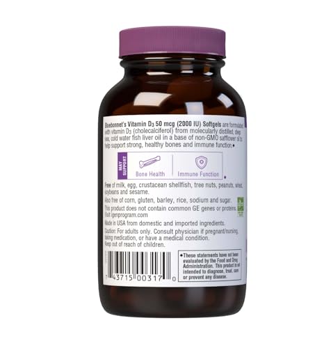 Bluebonnet Vitamin D3 2000 IU Vegetable Capsules - 100 Count