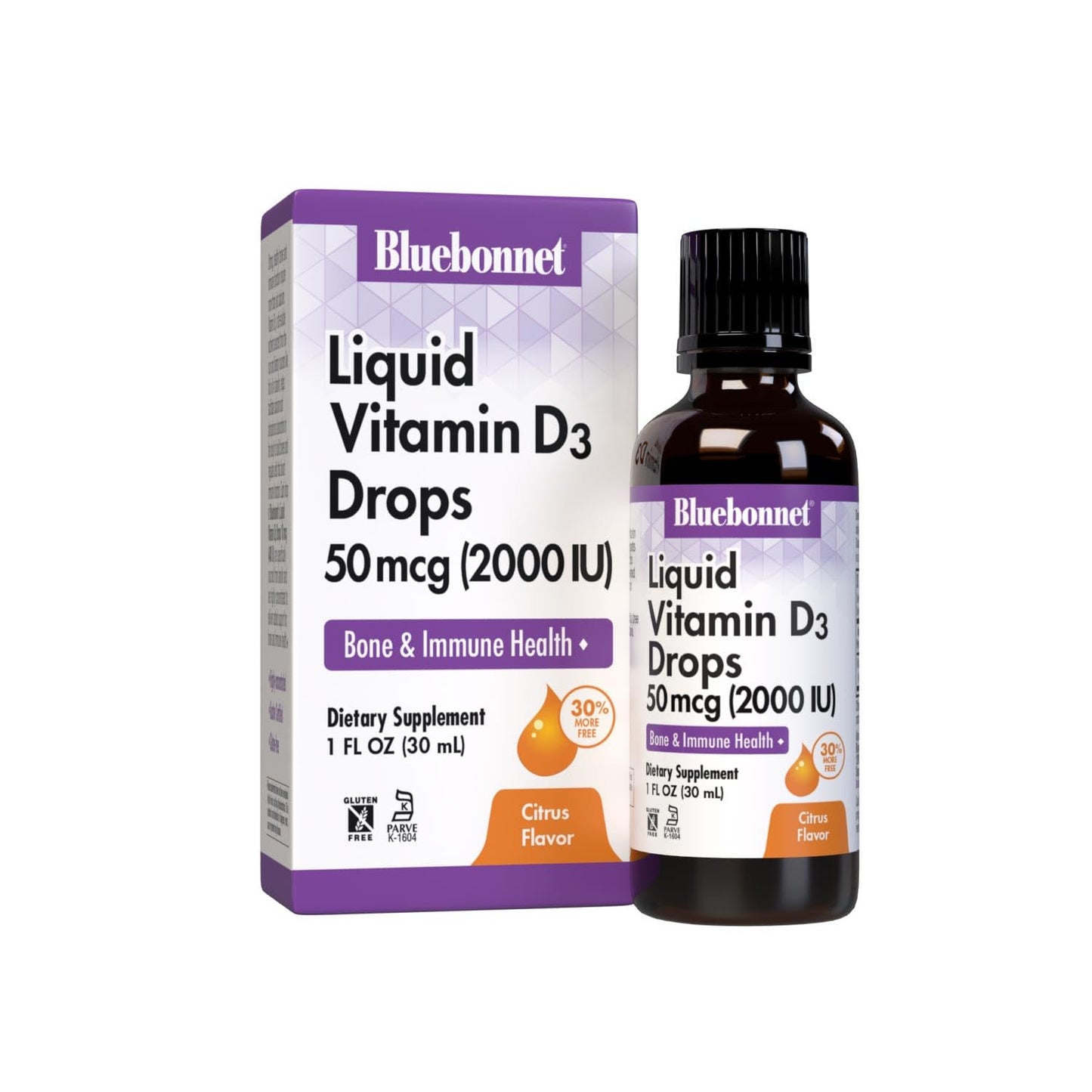 Bluebonnet Vitamin D3 2000 IU Drops - Immune & Bone Support, 1 Fl Oz