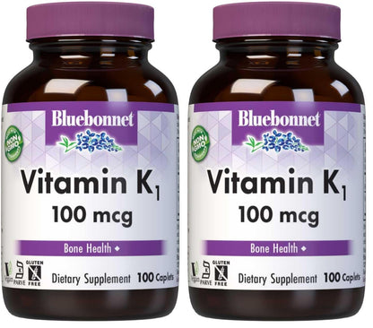 BlueBonnet Vitamin K1 100 mcg – Supports Bone Health (Pack of 2) | Vegan, Non-GMO, Kosher, Gluten-Free