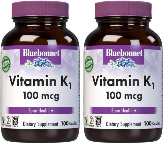 BlueBonnet Vitamin K1 100 mcg – Supports Bone Health (Pack of 2) | Vegan, Non-GMO, Kosher, Gluten-Free BritishVita | Premium UK Vitamins & Wellness Supplements