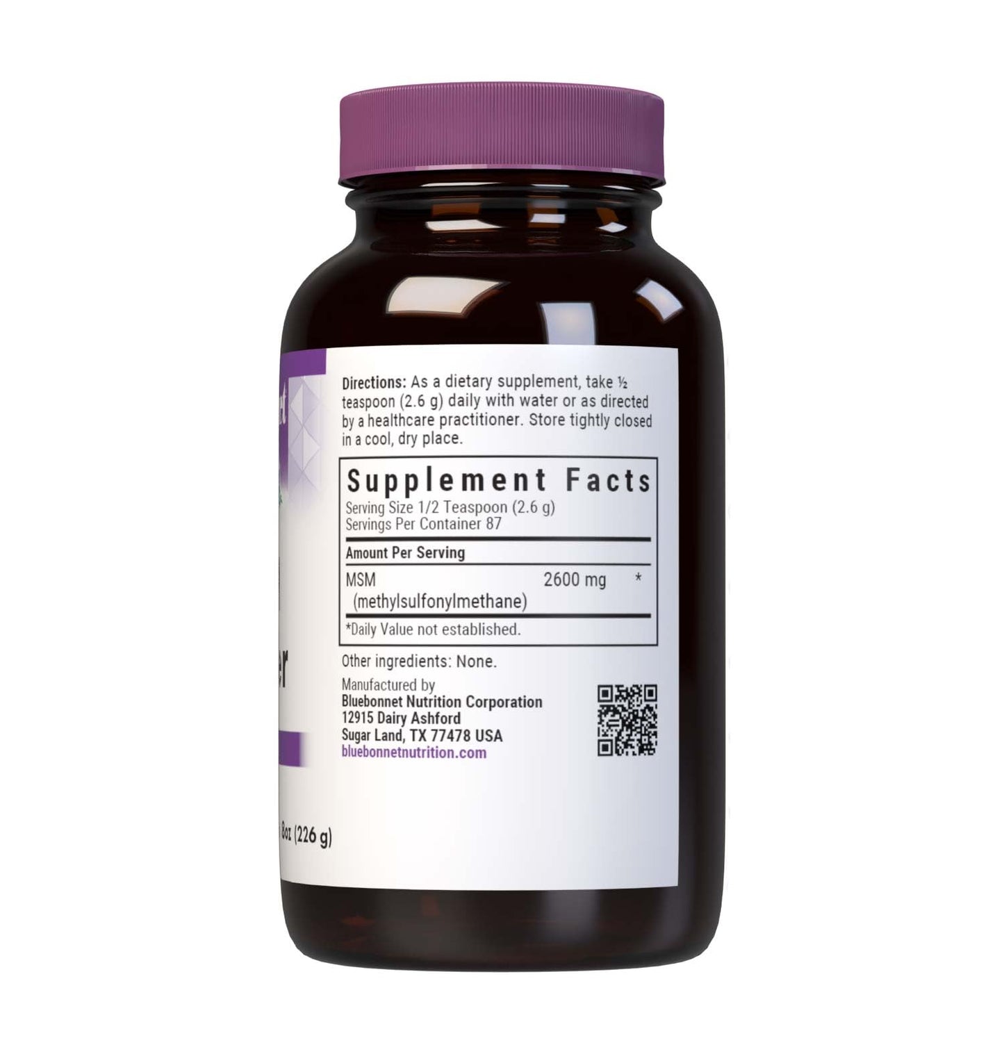 BlueBonnet MSM Powder, 8 oz – 2600 mg OptiMSM for Joint Support