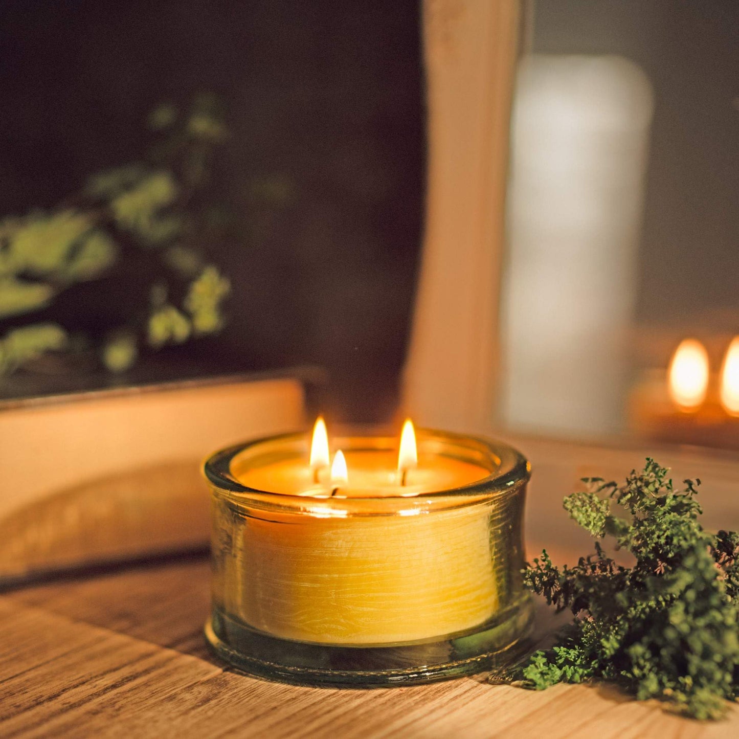 Bluecorn Beeswax 3-Wick Candle, Spruce Scent, 10 oz – Pure Beeswax, Clean Burning, American Made