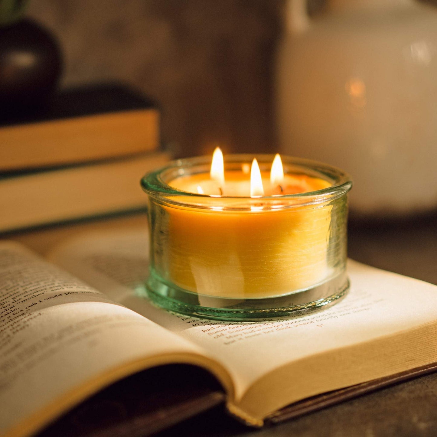 Bluecorn Beeswax 3-Wick Candle, Spruce Scent, 10 oz – Pure Beeswax, Clean Burning, American Made