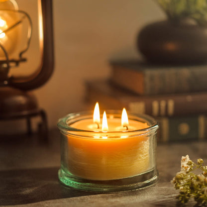 Bluecorn Beeswax 3-Wick Candle, Spruce Scent, 10 oz – Pure Beeswax, Clean Burning, American Made