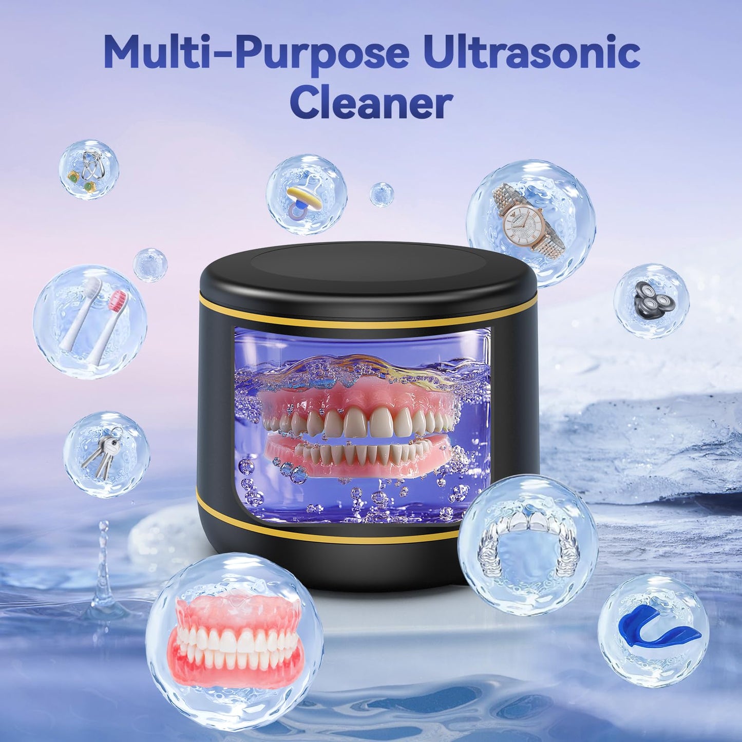 BlueFire Ultrasonic Retainer Cleaner 45kHz – Dentures, Jewelry, Portable