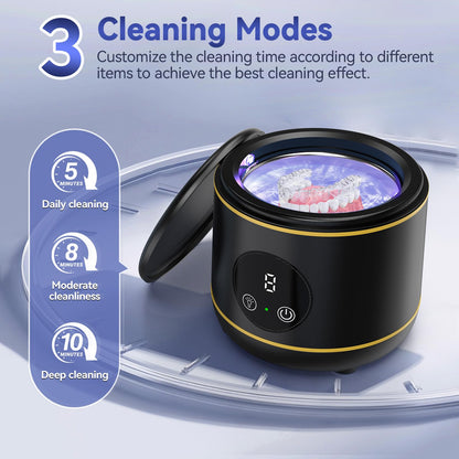 BlueFire Ultrasonic Retainer Cleaner 45kHz – Dentures, Jewelry, Portable