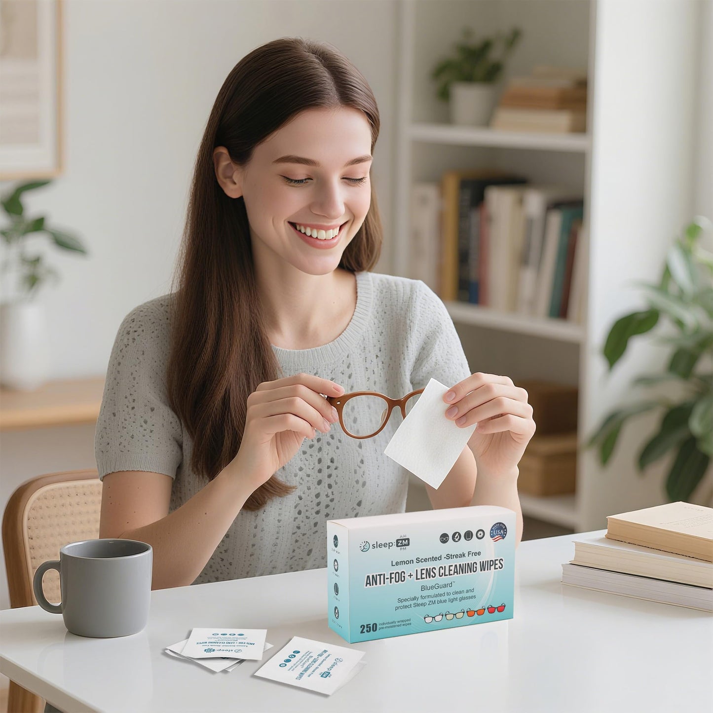BlueGuard Pre-Moistened Eyeglass Wipes – 250 Count | Sleep ZM