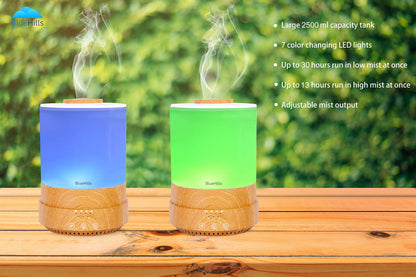 BlueHills Premium 2500ml XL Essential Oil Diffuser for Large Rooms – Humidifier & Aromatherapy