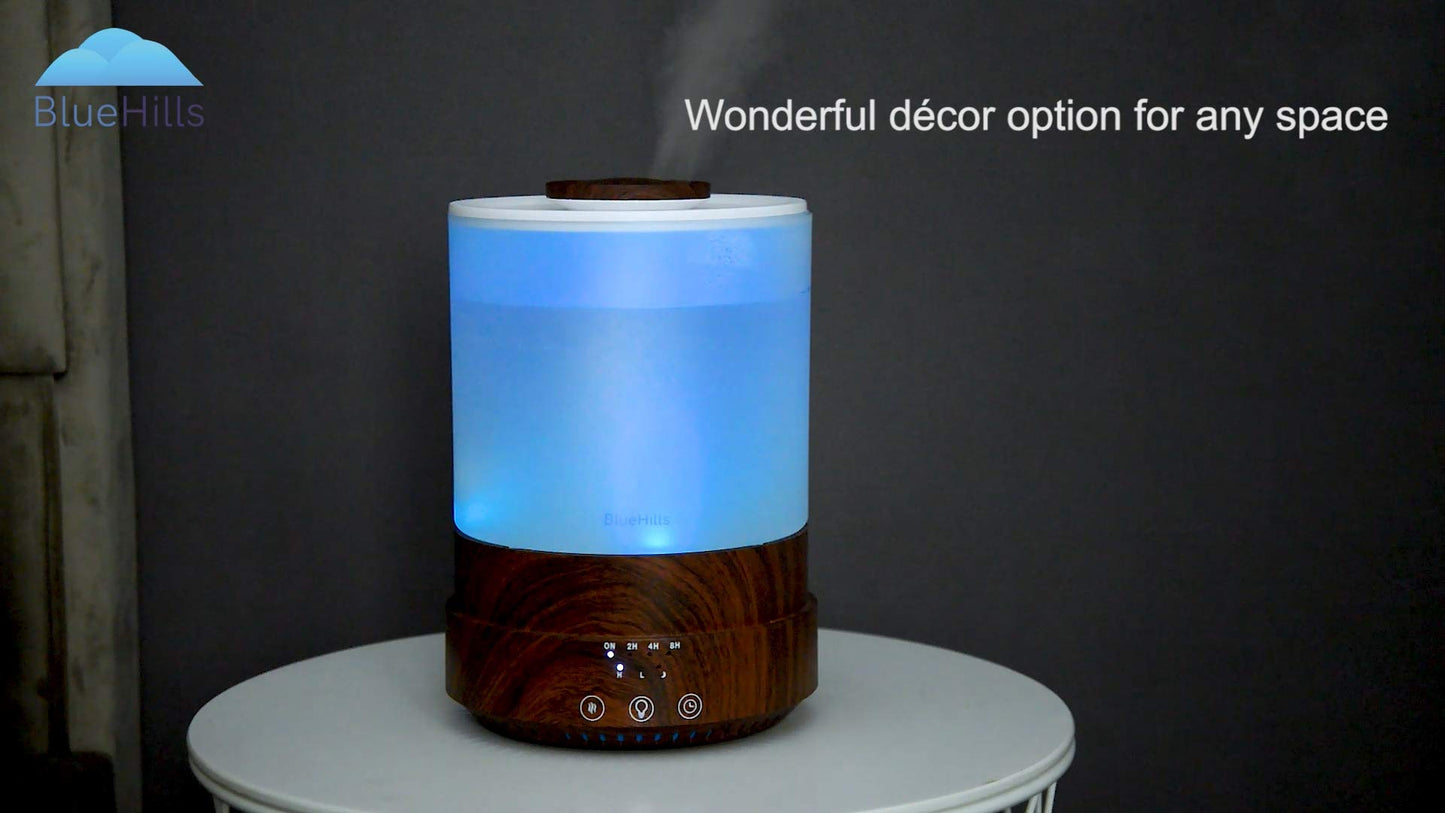 BlueHills Premium 2500 ML XL Essential Oil Diffuser – Large Room Aromatherapy, 7 LED Colors, Auto Shut Off, Humidifier
