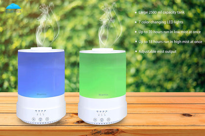 BlueHills 2500ml XL Essential Oil Diffuser – Large 2.5L Humidifier (White)
