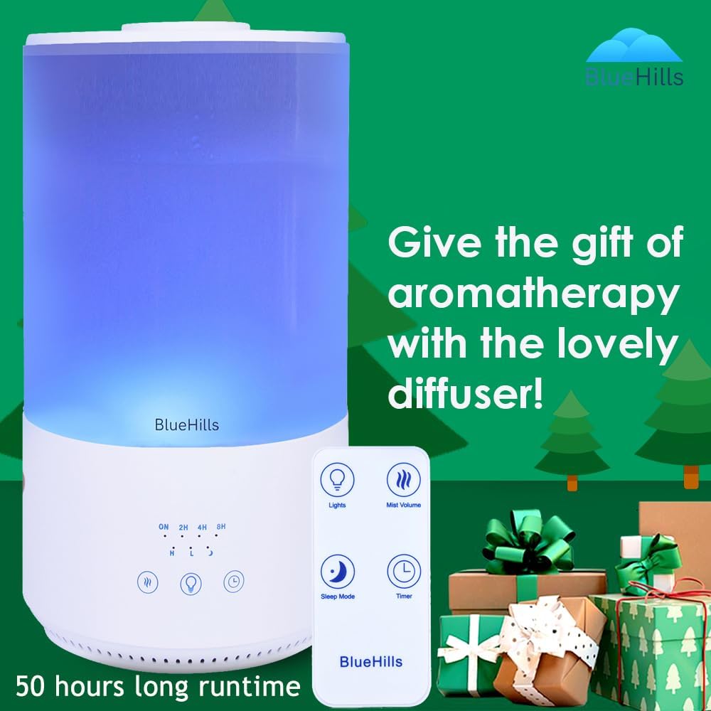 BlueHills 4000 ml Tall Essential Oil Diffuser | 50-Hour Run, Remote