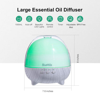 BlueHills Premium 1000ml Large Room Diffuser with Remote