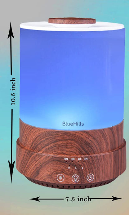 BlueHills Premium 2500 ML XL Essential Oil Diffuser – Large Room Aromatherapy, 7 LED Colors, Auto Shut Off, Humidifier