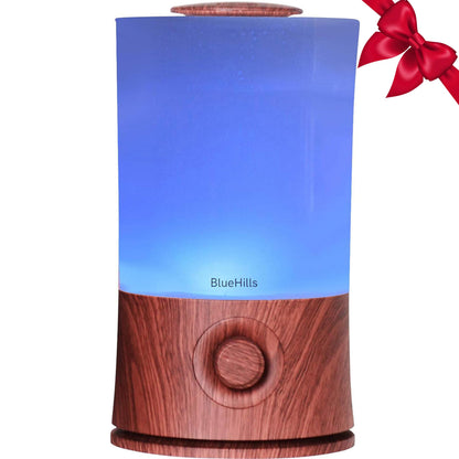 BlueHills Premium 2L XL Essential Oil Diffuser – Large Room Humidifier, 40-Hour Run, Dark Wood Grain E003