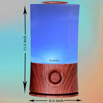 BlueHills Premium 2L XL Essential Oil Diffuser – Large Room Humidifier, 40-Hour Run, Dark Wood Grain E003