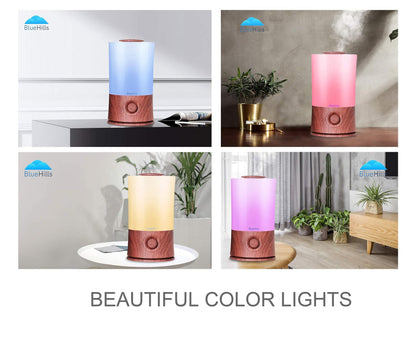 BlueHills Premium 2L XL Essential Oil Diffuser – Large Room Humidifier, 40-Hour Run, Dark Wood Grain E003