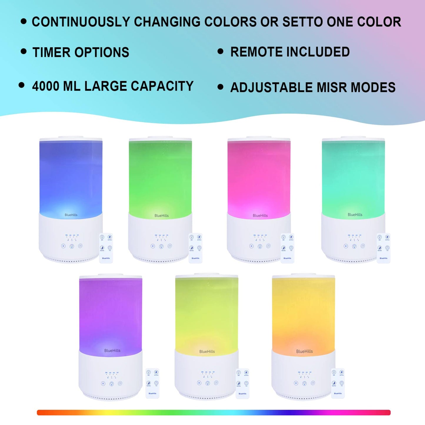 BlueHills 4000 ml Tall Essential Oil Diffuser | 50-Hour Run, Remote