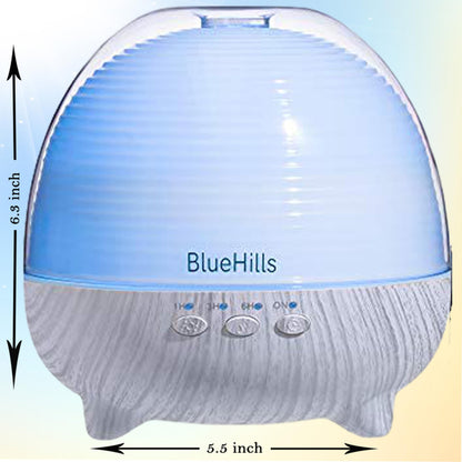 BlueHills Premium Essential Oil Diffuser with Remote — 600ml White Wood Grain for Large Rooms | Humidifier & Aromatherapy